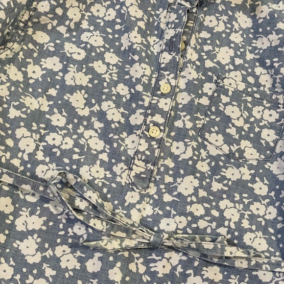 Girl Old Navy floral shirt dress button down tie waist long sleeve cotton size M - Picture 4 of 10